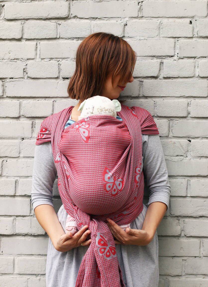 Jacquard baby wrap   Happy Butterfly Red  s.5