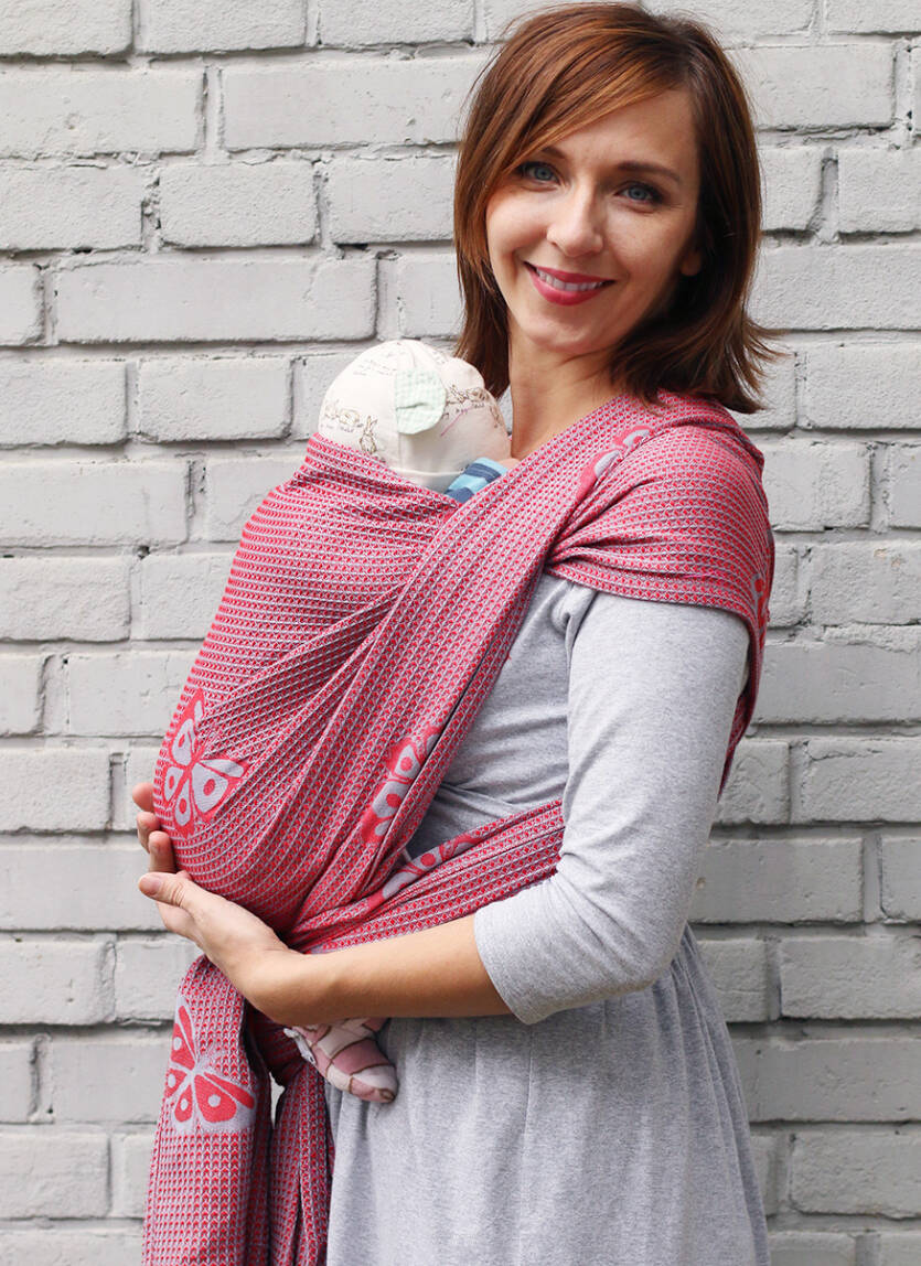 Jacquard baby wrap  Happy Butterfly Red  s.6