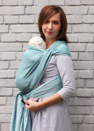 Jacquard baby wrap Happy Butterfly Light Turkisa  s.5